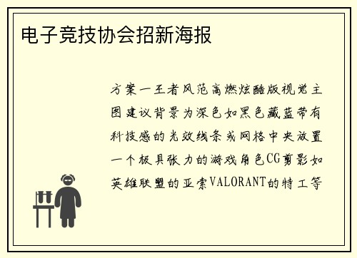 电子竞技协会招新海报